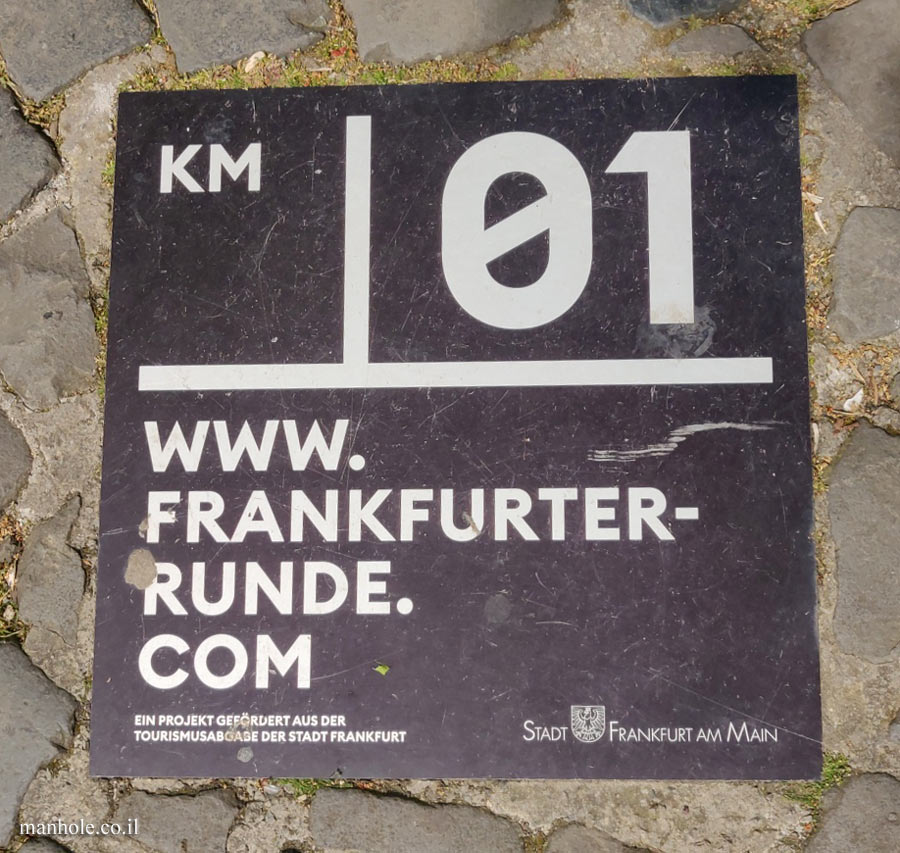 Frankfurt - a kilometer point on the Frankfurt round running route