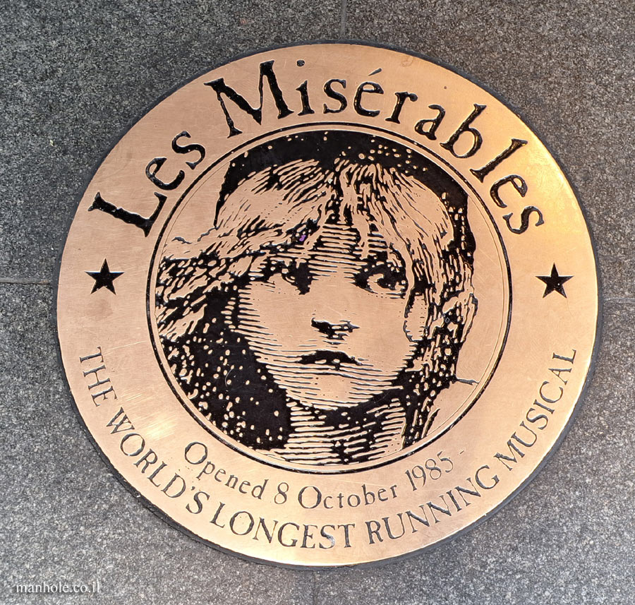 London – Plaque noting "Les Misérables" as the world’s longest-running show