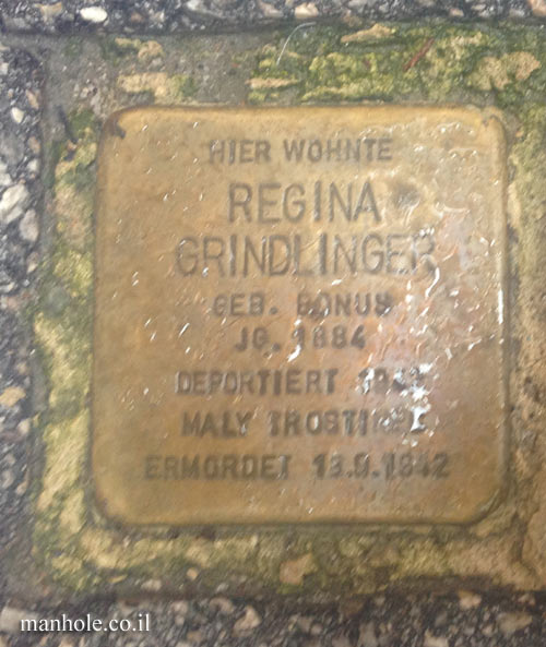 Salzburg - "Stumbling stone" - a memorial plaque in the house of REGINA GRINDLINGER