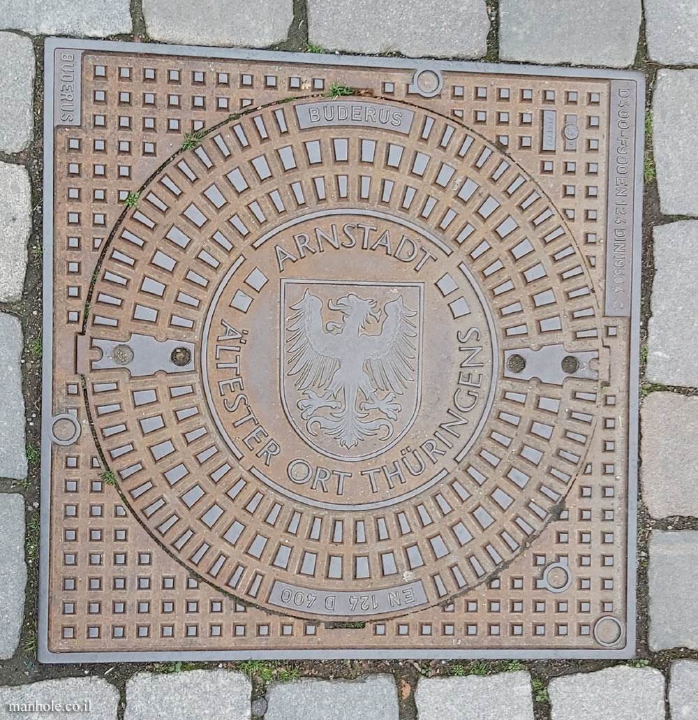 Arnstadt - A lid with the center symbol in the center