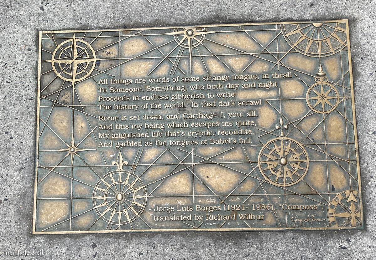 New York - Library Walk - Quote from Jorge Luis Borges’ "Compass"