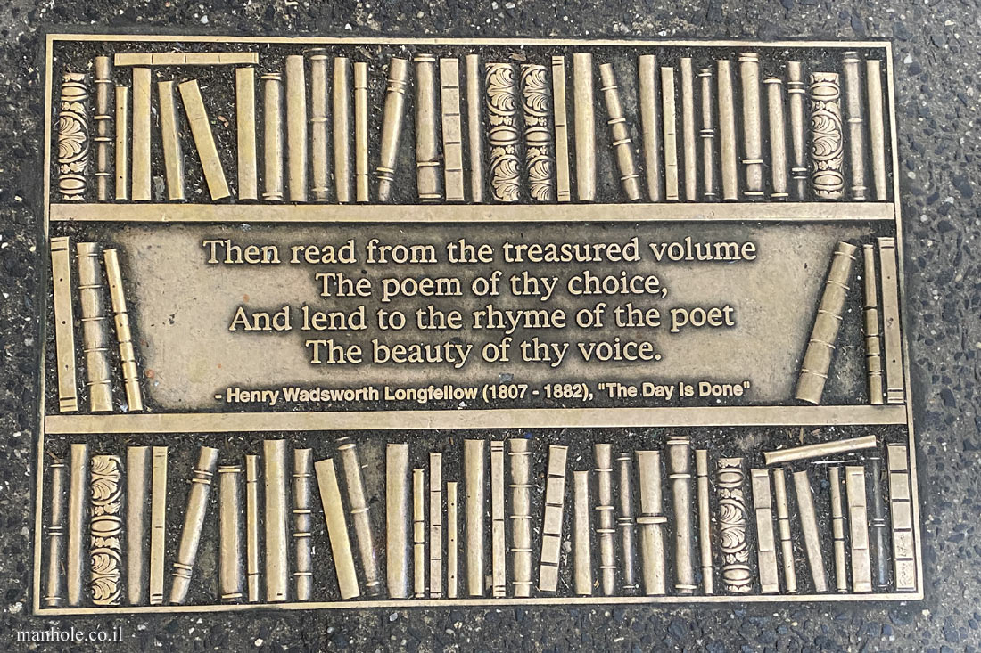 New York - Library Walk -A verse from Henry Wadsworth Longfellow’s song "The Day is Done"