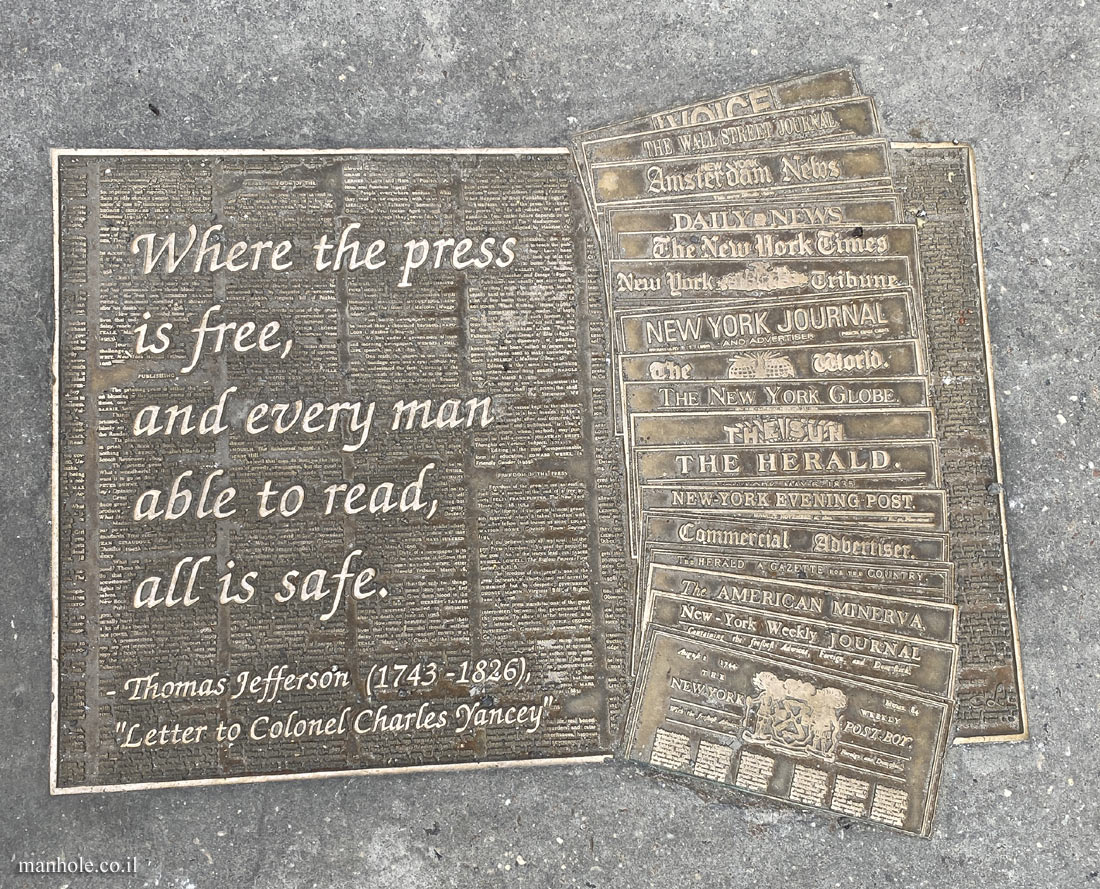New York - Library Walk-Quote from Thomas Jefferson’s letter to Yancy freedom of the press