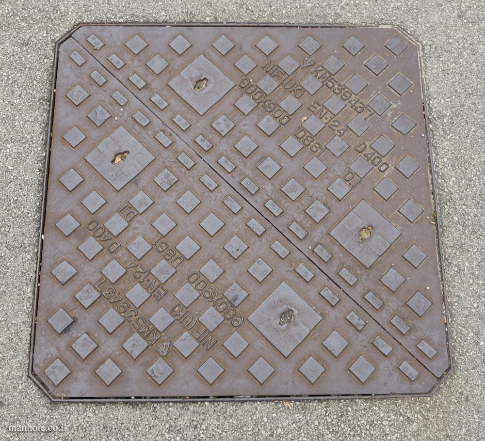 Bratislava - manhole cover intended for the British market - diagonal