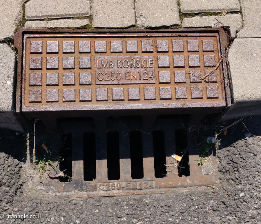 Sięganów - Curb drain opening, and drain cover under it