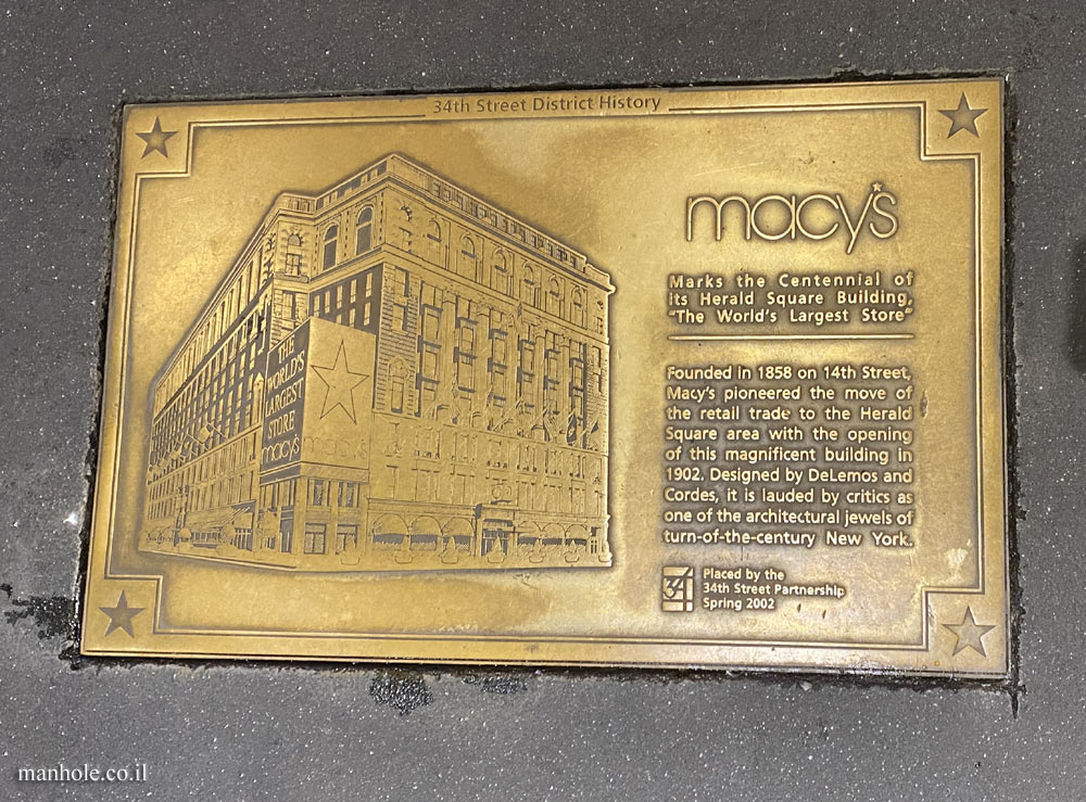 New York - commemorative plaque for the Macy’s store