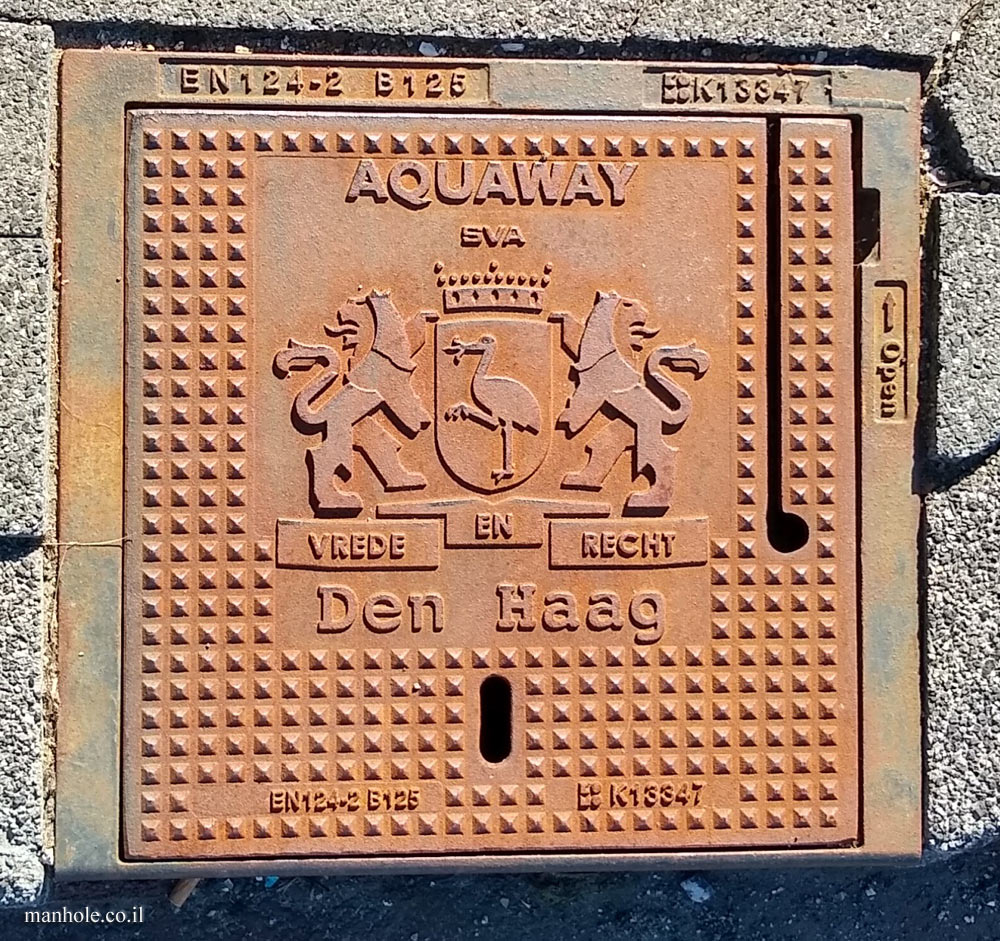 The Hague - a drain cover with the symbol of the city on it